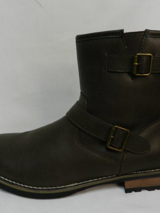 St. John\'s Bay SJB Statham Size 12 NEW brown Faux Leather zip moto boots Ankle main image 9